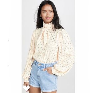 Equipment Cleone Cream & Black Polka Dot Blouse